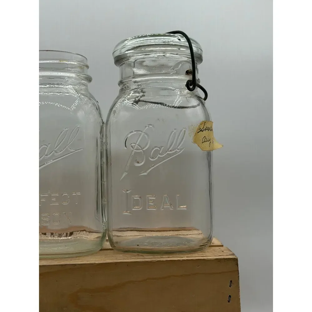 Vintage Clear Glass Ball Mason & Ideal Jars – Set of 3 - 7” Tall